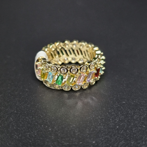 ✨ Gold-Filled Rainbow Eternity Ring ✨ - Picture 3 of 3